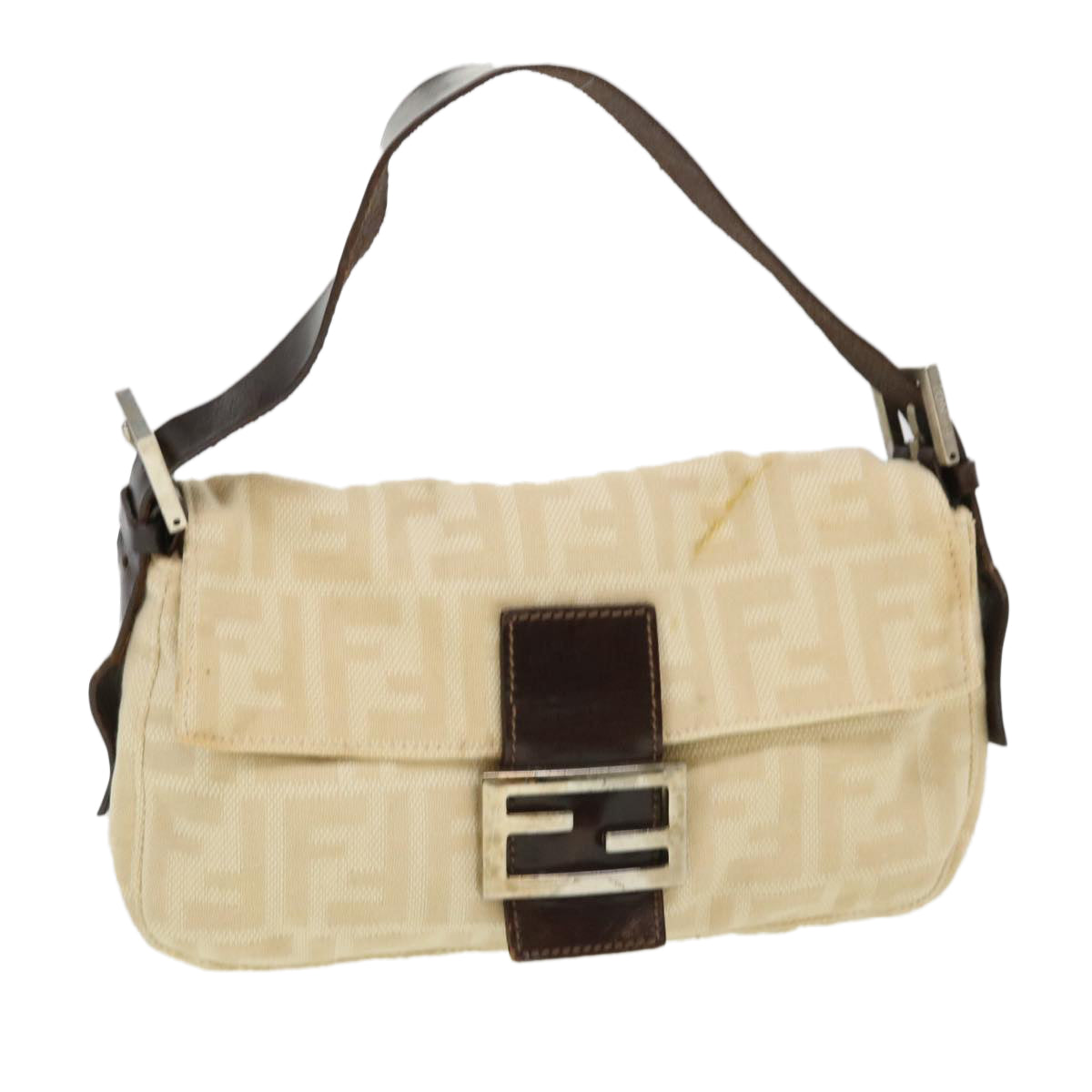 FENDI Zucca Canvas Mamma Baguette Shoulder Bag Beige 3