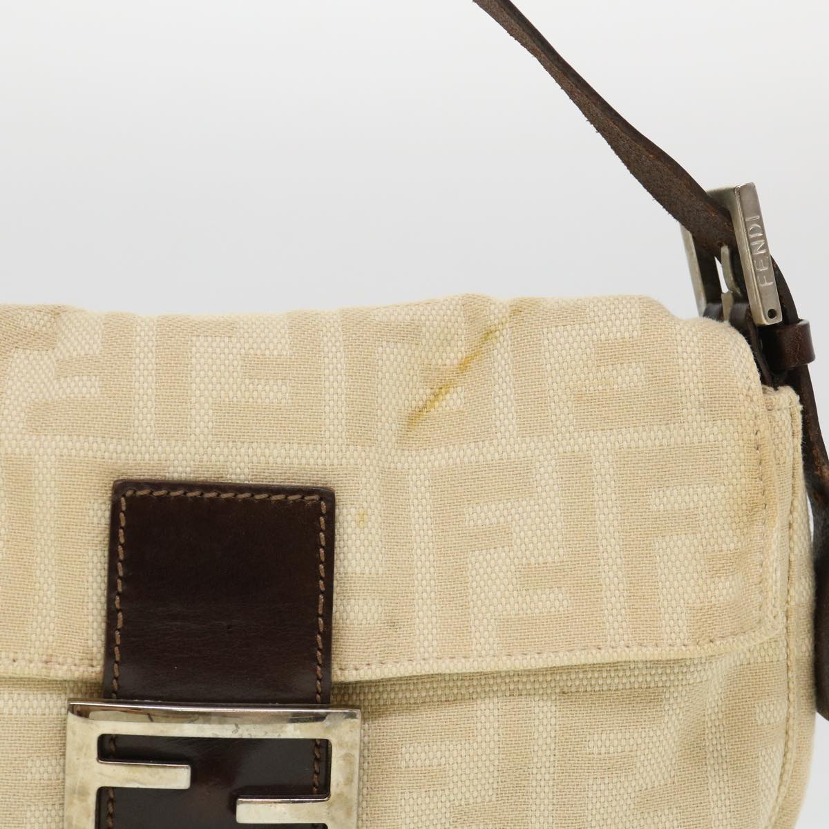 FENDI Zucca Canvas Mamma Baguette Shoulder Bag Beige 3