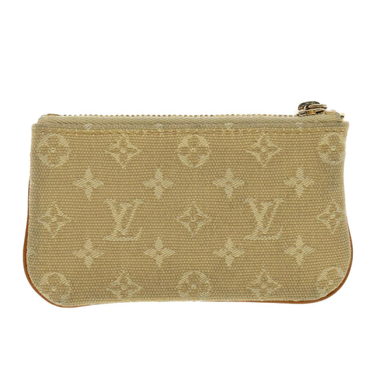 LOUIS VUITTON Monogram Mini Pochette Cles Coin Purse Beige M92438 LV Auth 39328