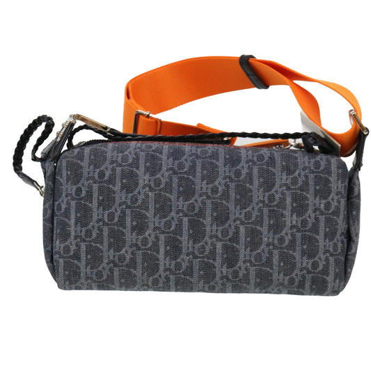 CHRISTIAN DIOR Trotter Canvas Flight Shoulder Bag Navy Orange Auth 39354A