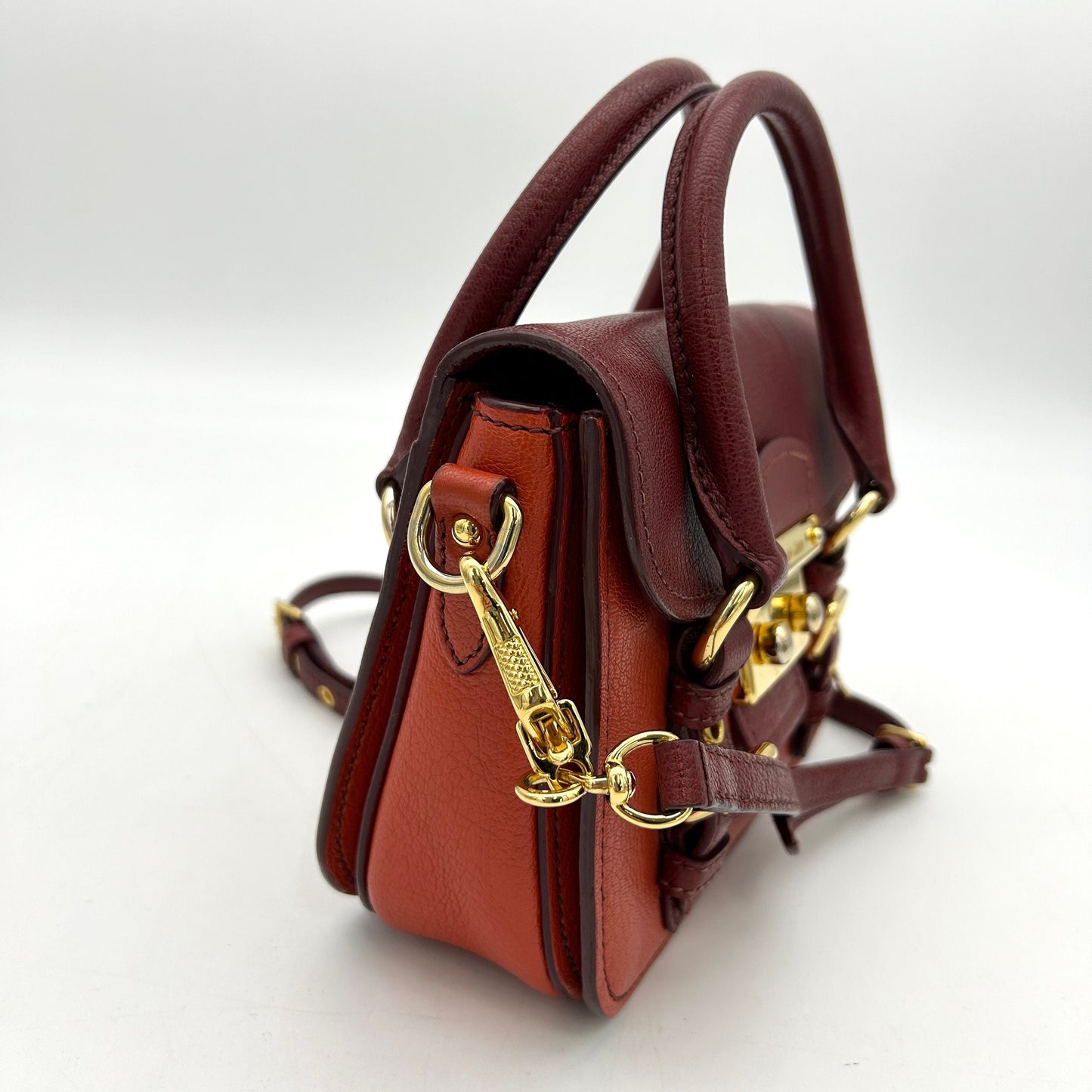 MIU MIU Goatskin Madras Crossbody Bag Mandarino Rubino LA10121