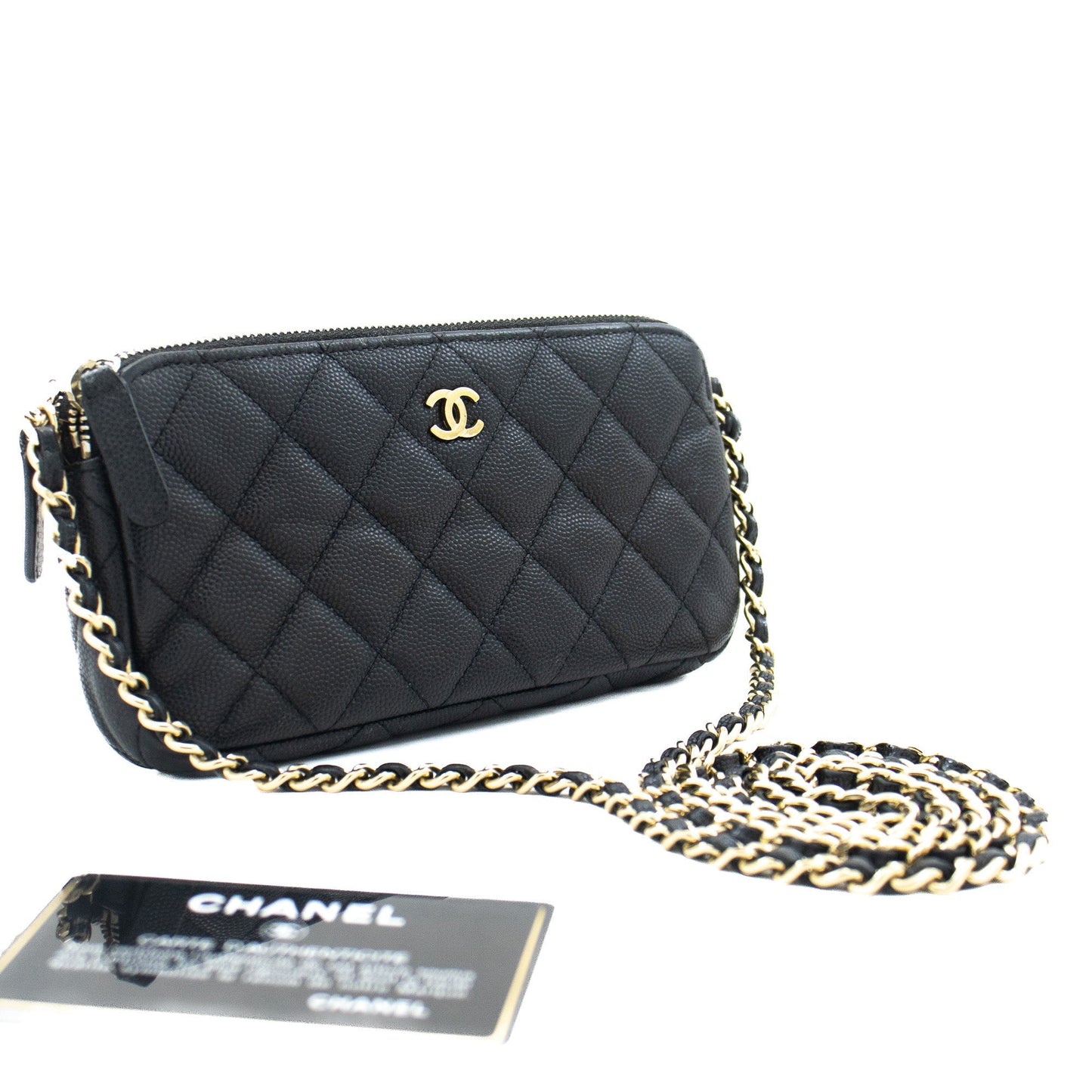 CHANEL Caviar Wallet On Chain WOC Double Zip Chain Shoulder Bag