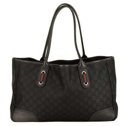 G*G Black GG Nylon Medium Princy Tote (3975007)