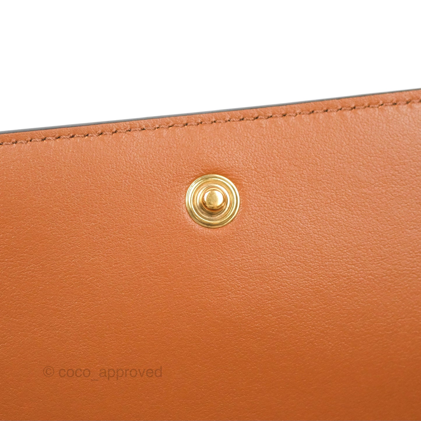 Celine Wallet On Strap Triomphe Canvas Tan Lambskin