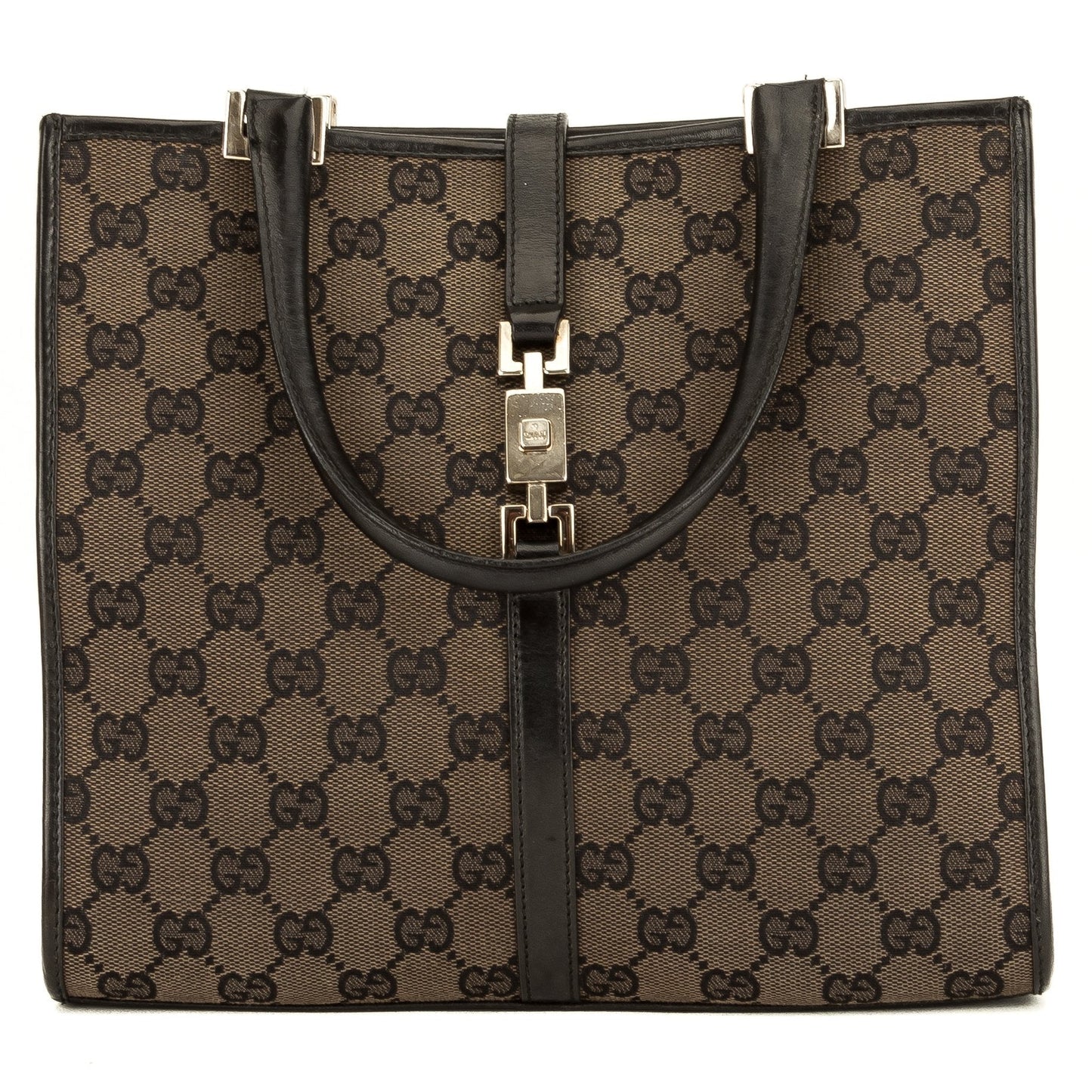 G*G Black/Brown GG Monogram Jackie Tote (3982012)