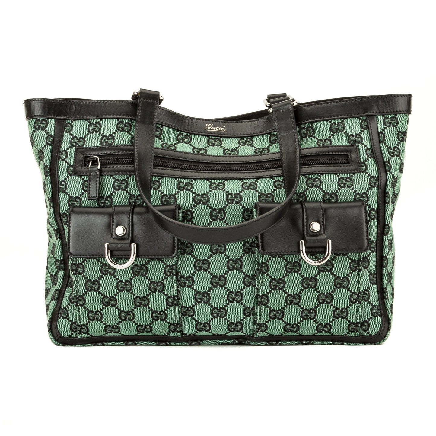 G*G Green/Black GG Monogram Abbey Tote (3989013)