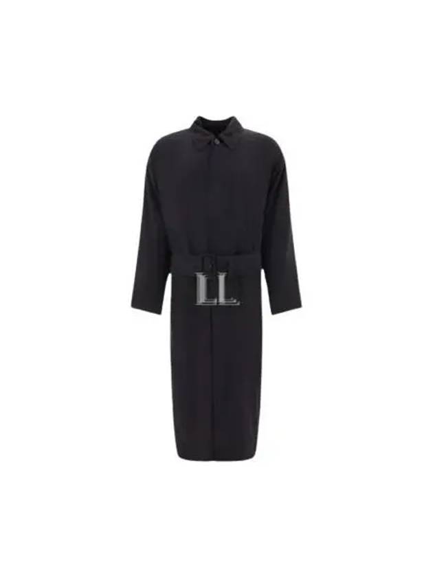 Luxury Balenciaga  Belted Maxi Trench Coat Black