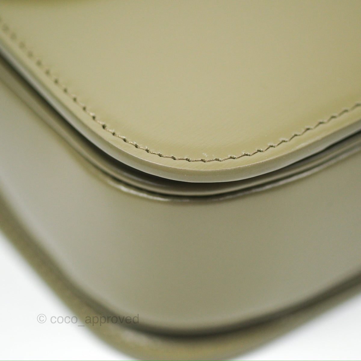 Celine Medium Triomphe Soft Khaki Shiny Calfskin