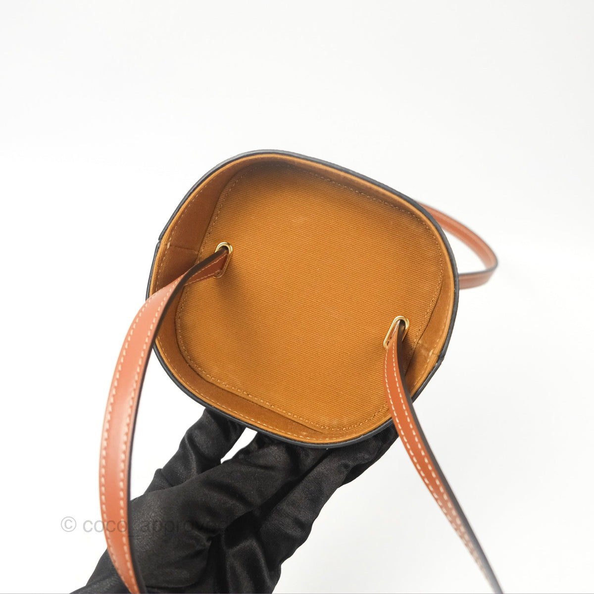 Celine Small Box Cuir Bag Triomphe Canvas Tan