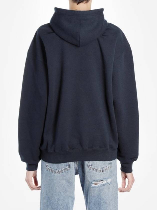 Luxury Balenciaga  Embroidered Logo Hoodie Navy