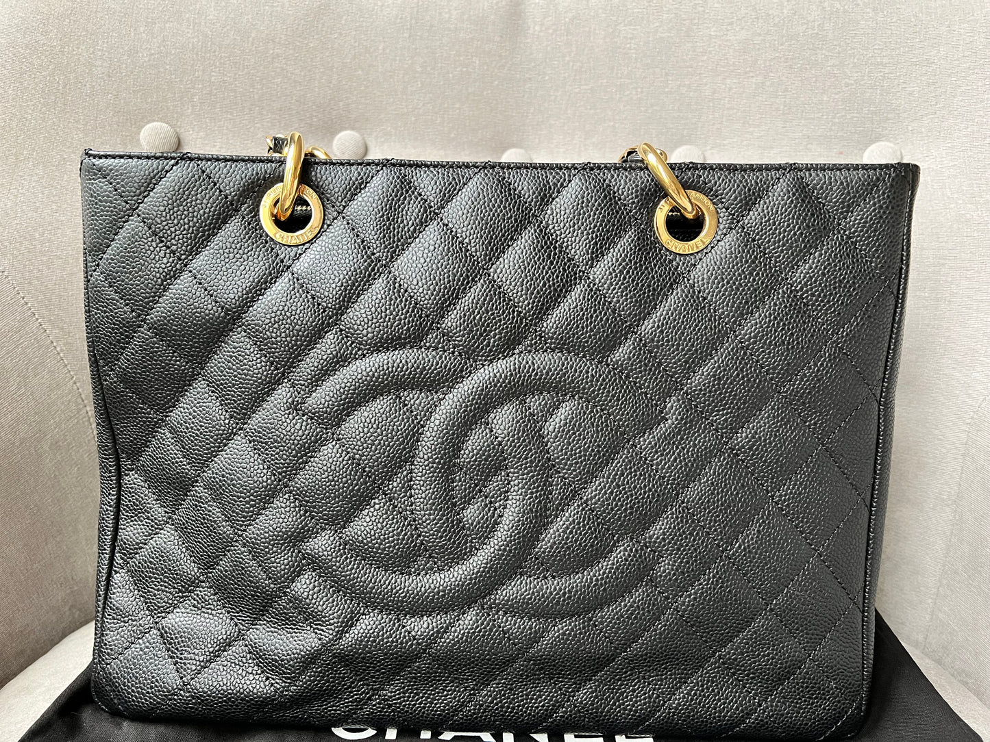 Chanel Black Caviar Grand Shopper Tote Gold Hardware