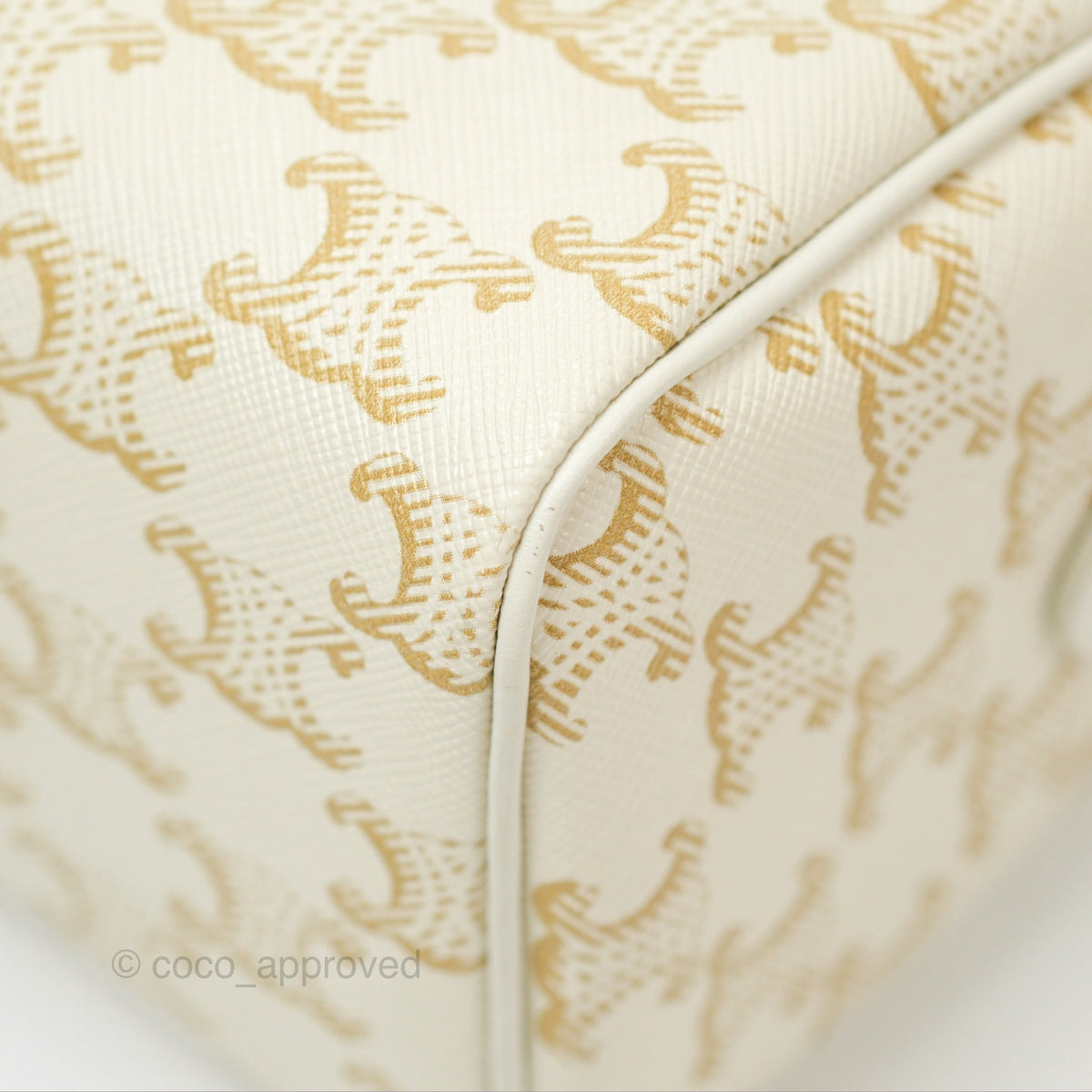 Celine Small Triomphe Canvas Boston Bag White Calfskin