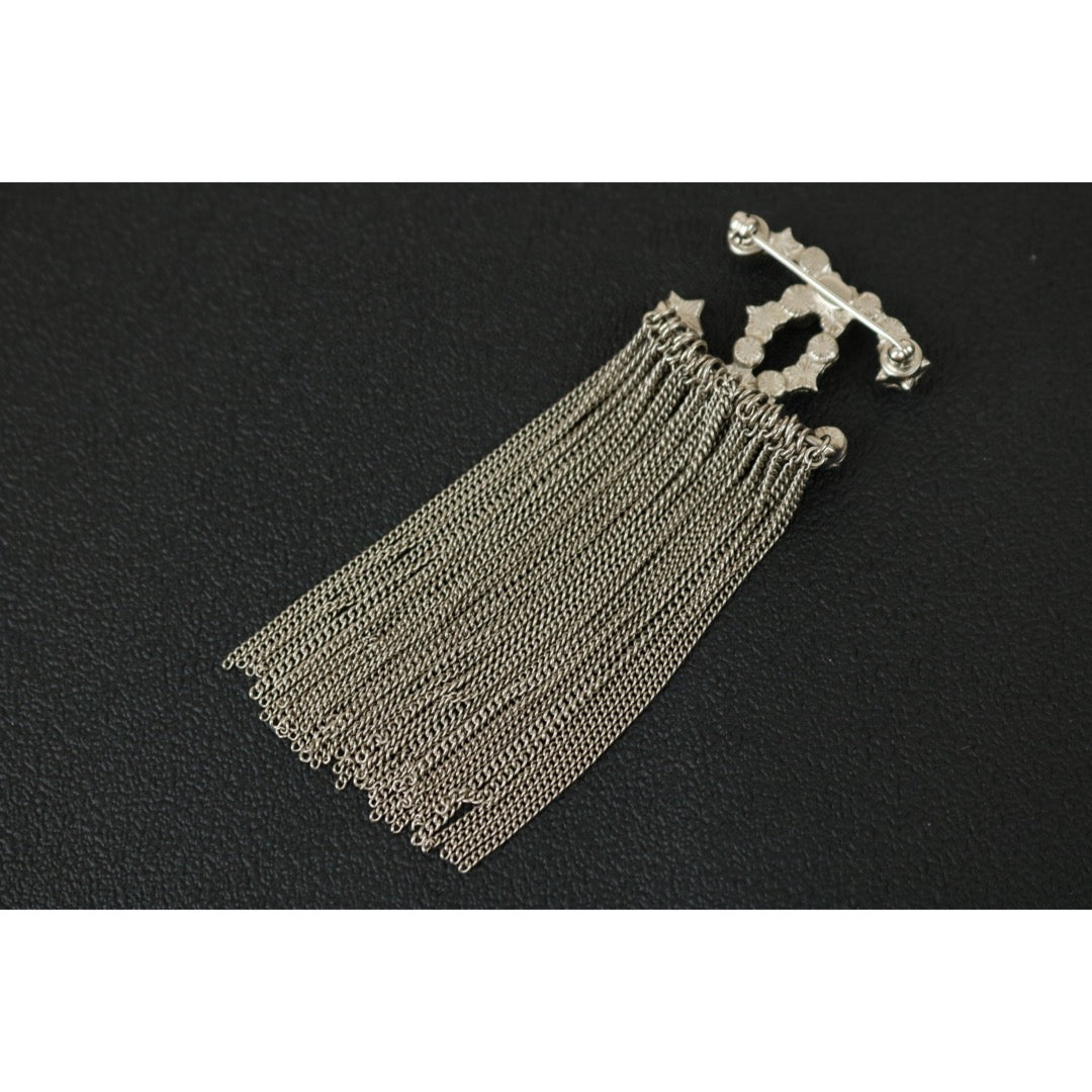 Very Good ( Rank A)｜ CHANEL  Coco Mark Silver Colorblock Pearl  Brooch ｜F25012308
