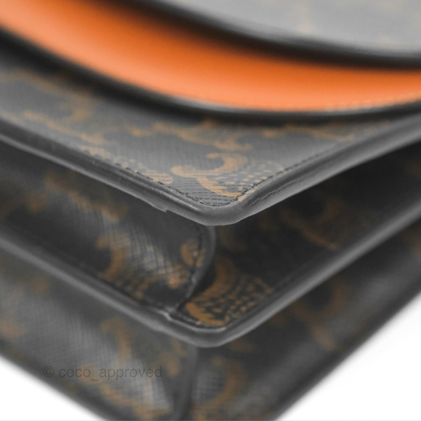 Celine Wallet On Strap Triomphe Canvas Tan Lambskin