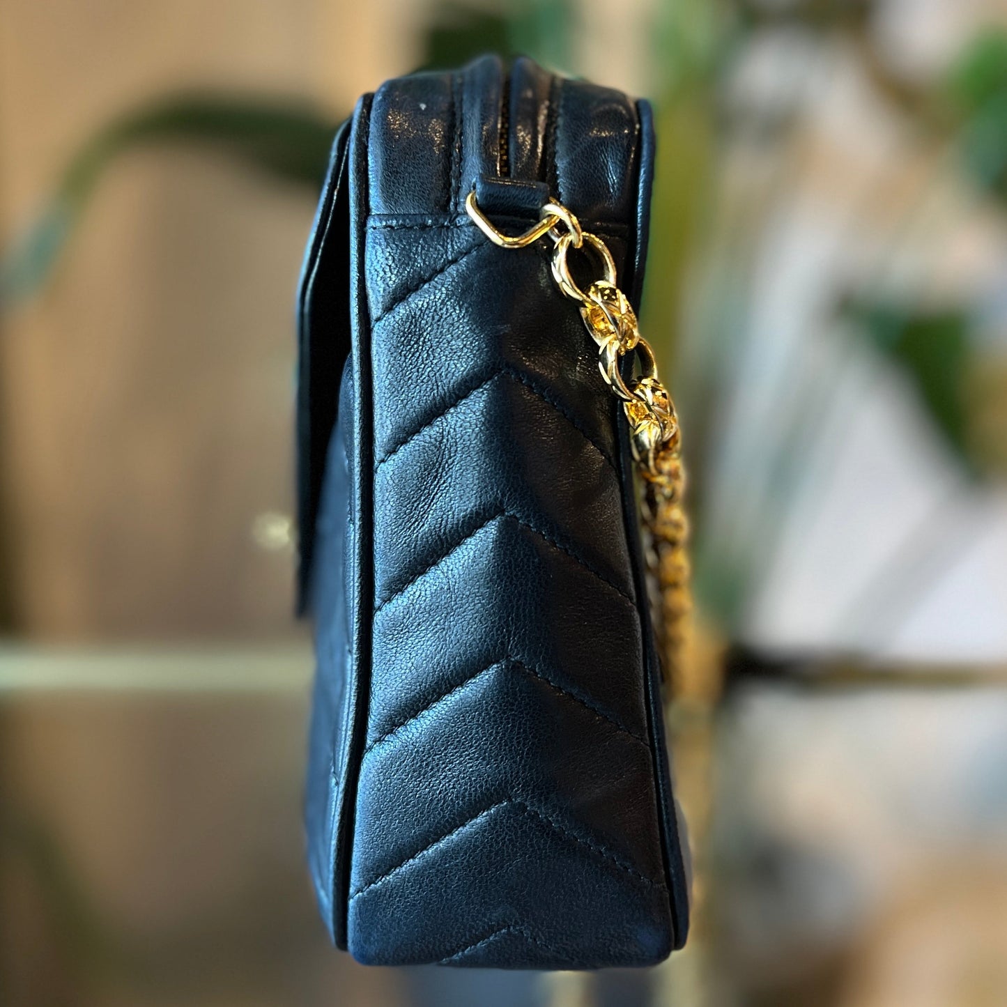 CHANEL Chevron Lambskin Camera Bag