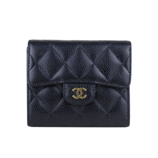 Very Good ( Rank A) ｜CHANEL Caviar Skin Leather Calf Leather  Wallet Black Made In 2018 Year｜S25011001