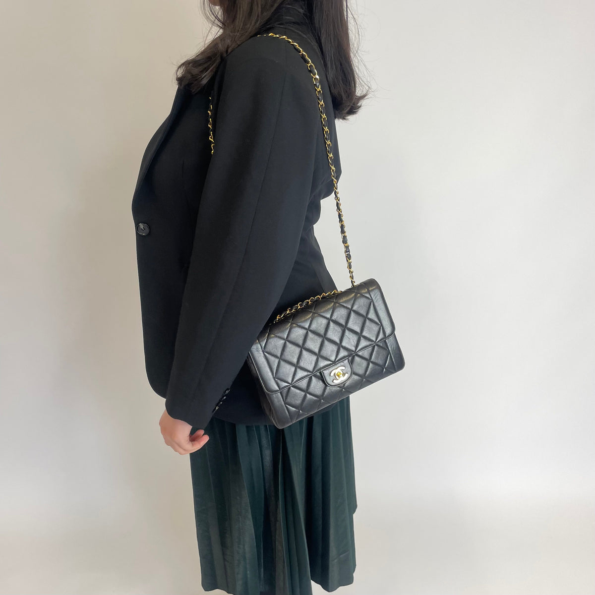 Chanel Vintage Lambskin Border Flap Diana 3 Series