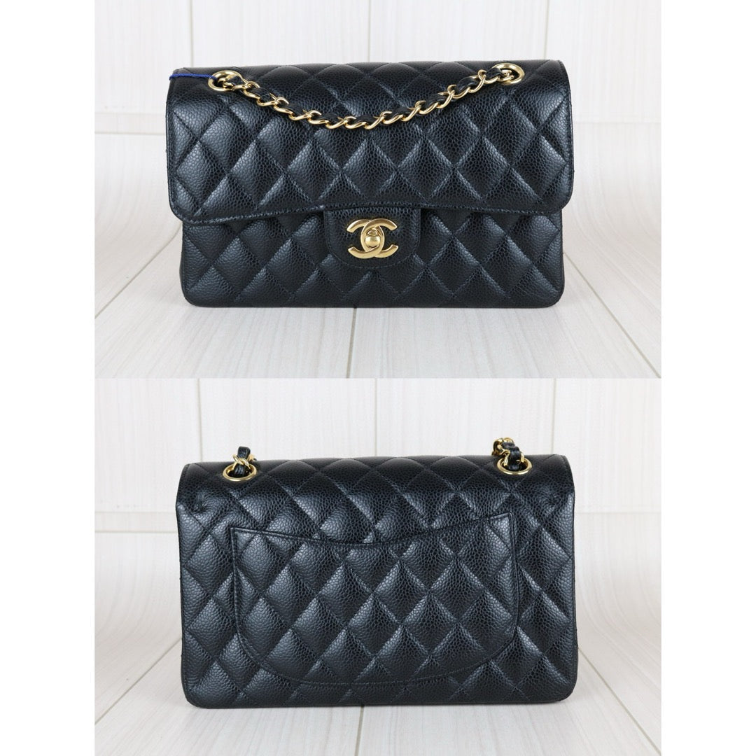 Excellent（Rank SA）｜CHANEL Caviar Skin Matrasse Double Flap 23 Shoulder Bag Black Made In 2020 Year｜S25031402