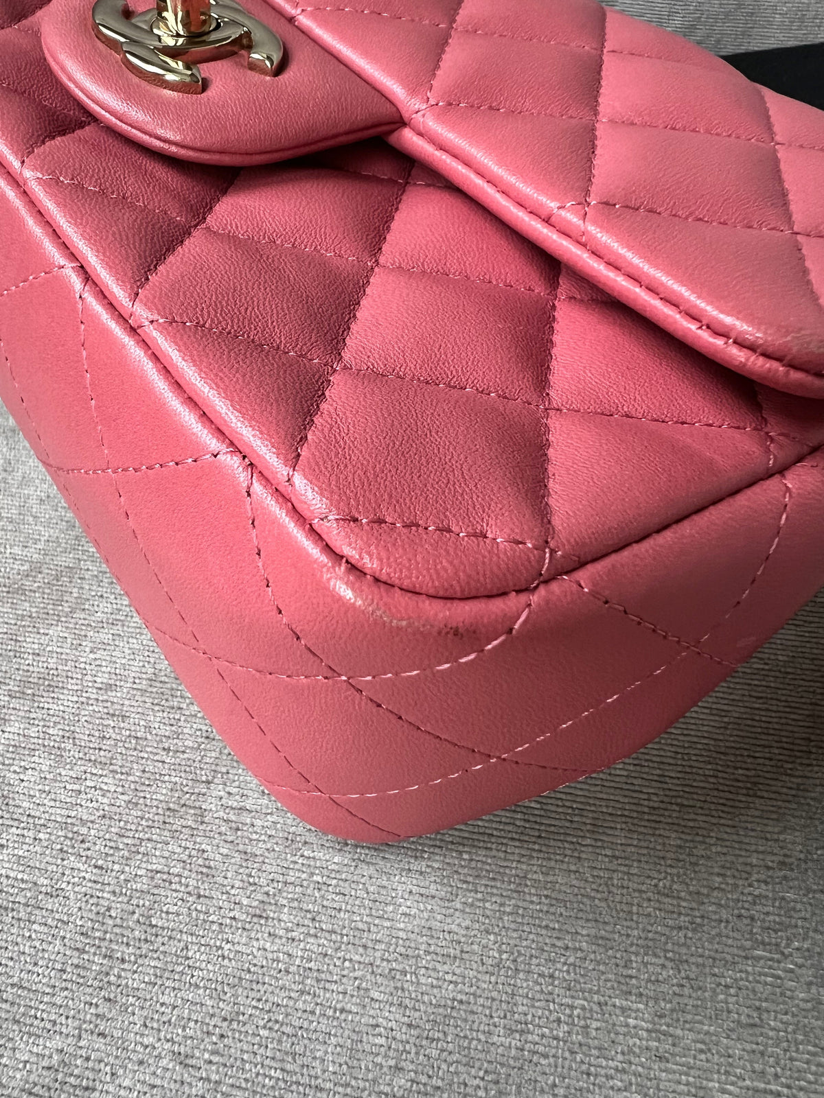 Chanel Mini Rectangular Classic Flap Valentines Day Edition in Pink Lambskin