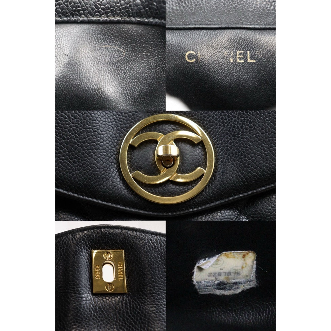 Good ( Rank AB)｜CHANEL  Caviar Skin Leather Calf Backpack  Black Made in 1991-1994Year｜25042802