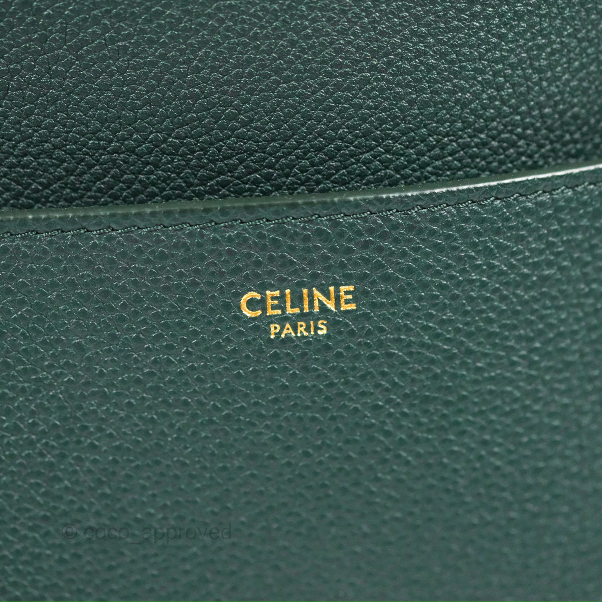 Celine Sangle Bucket Bag Grained Calfskin Dark Green