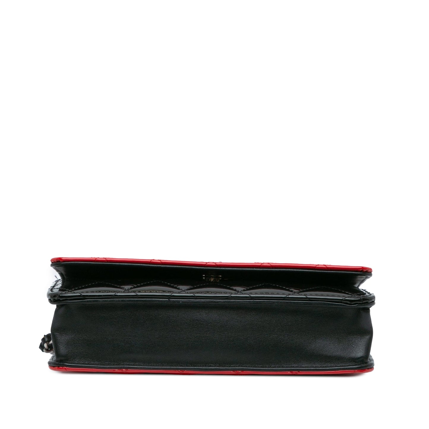 Red Chanel CC Bicolor Quilted Patent Wallet on Chain Crossbody Bag