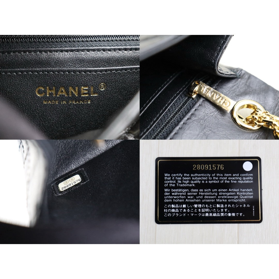 Very Good ( Rank A)｜ CHANEL 2.55 Matelasse Mini 20 Black Chain Shoulder Bag Gold Hardware Made in 2019-2020 Year｜S25030201