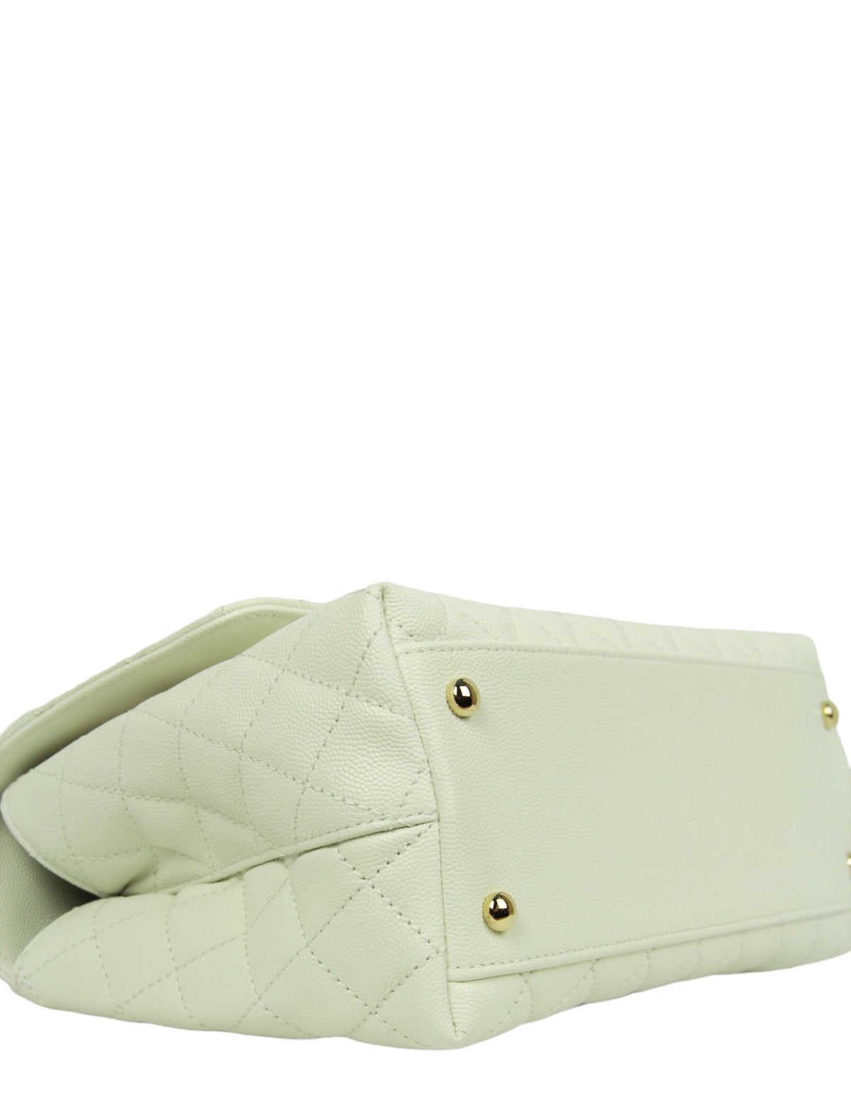 Chanel White Caviar Small Coco Handle Flap Bag