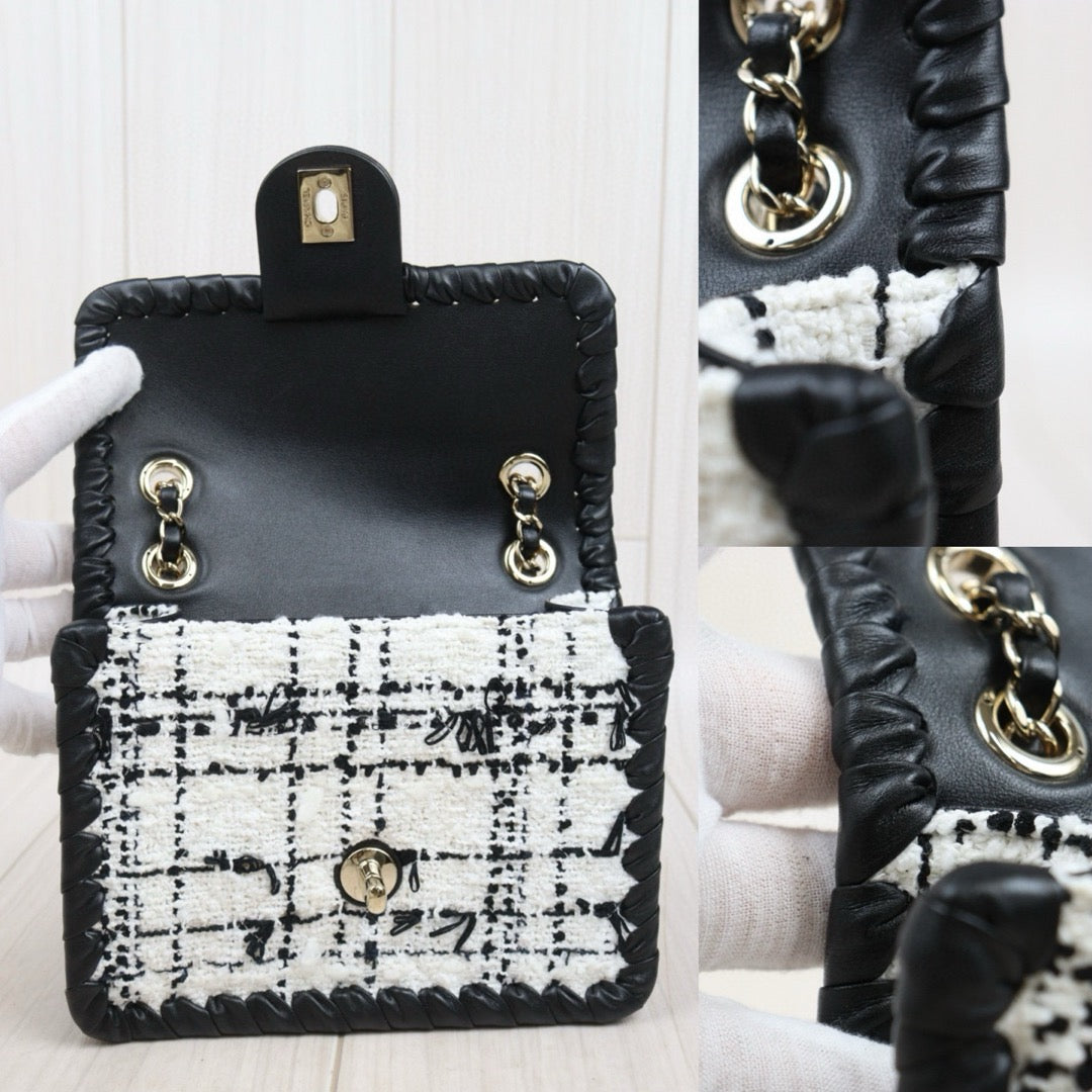 Very Good ( Rank A)｜ CHANEL Matrasse 19 Black White Splicing Color Shoulder Bag IC Chips Model｜P25051608
