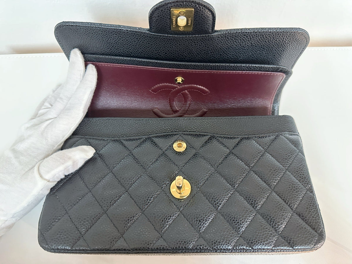 Chanel Small Classic Quilted Caviar Double Flap Bag Black