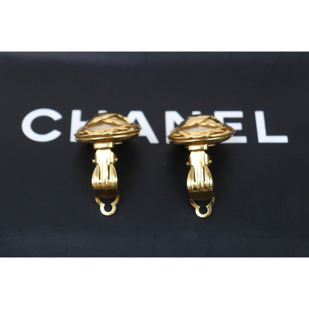 Very Good ( Rank A)｜CHANEL COCO Mark 24K Gold Plating Pearl Earrings  Made In 1995Year ｜25061913