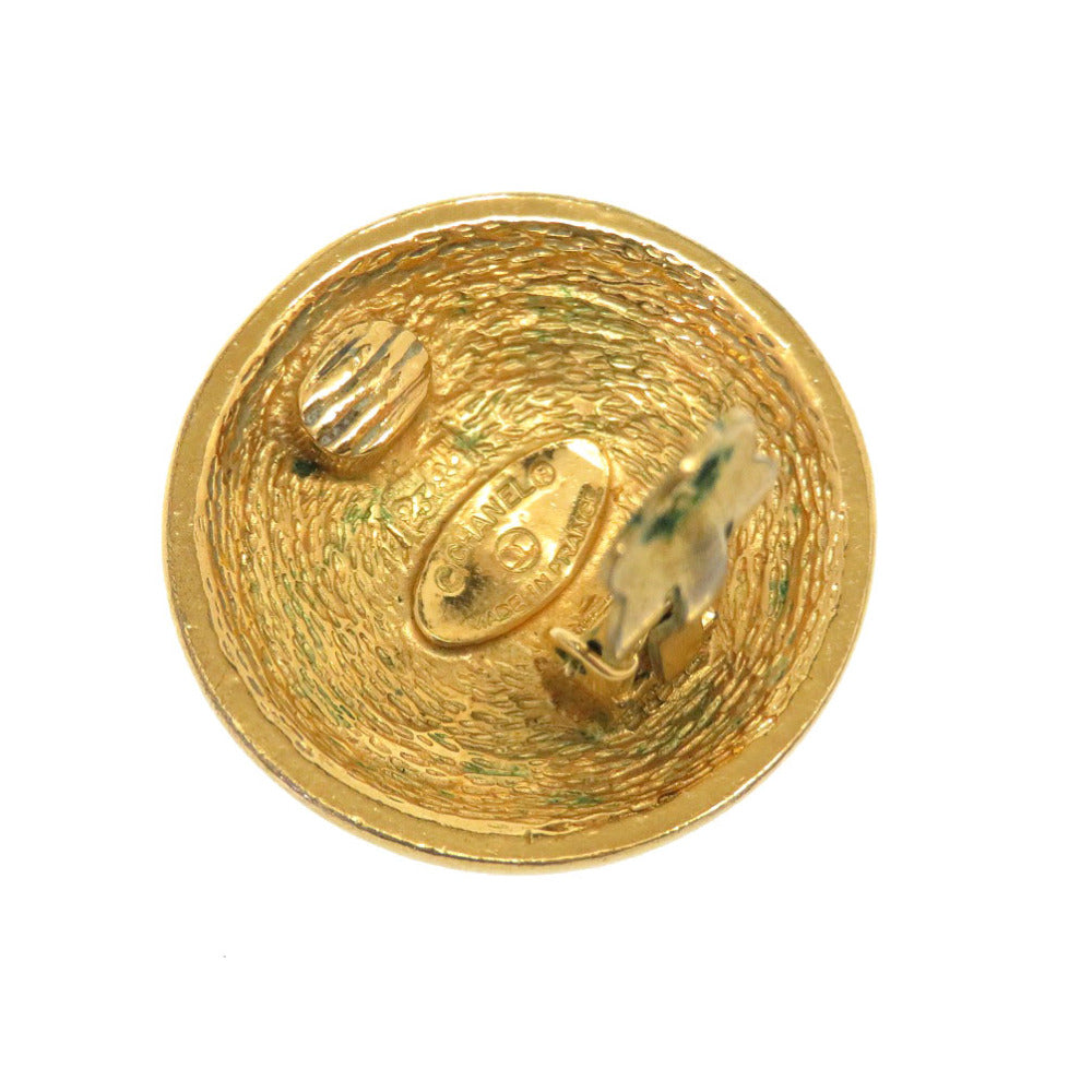 CHANEL Earring metal gold Vintage COCO Mark Matelasse