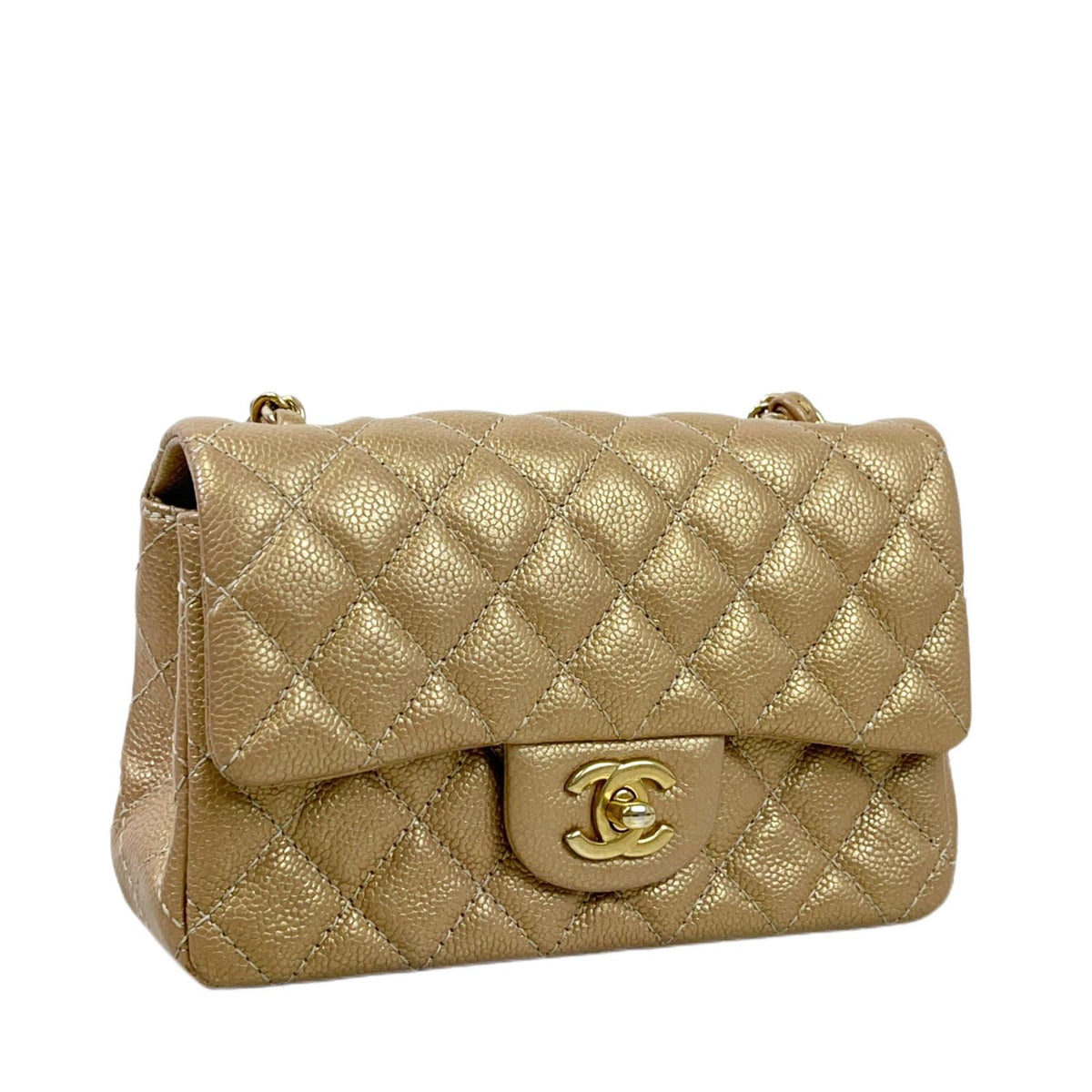 Mini 15C Rectangle Caviar Gold GHW