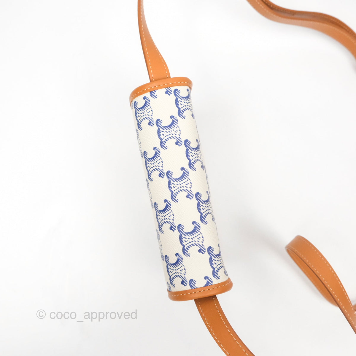 Celine Mini Besace Triomphe Embroidery Calfskin White/ Blue