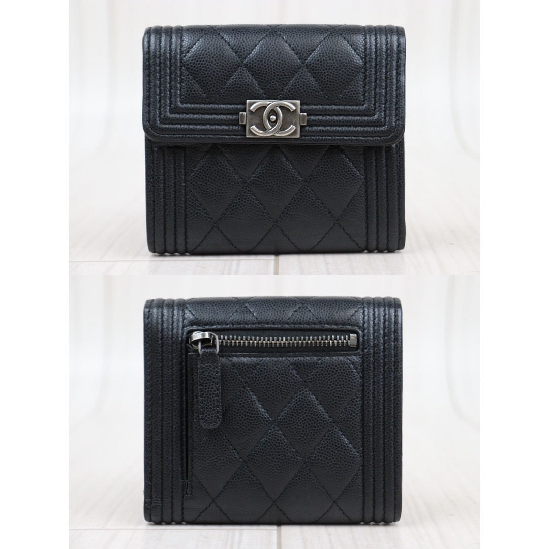 Rank A｜CHANEL Leboy Caviar Skin Black Wallet｜24030733