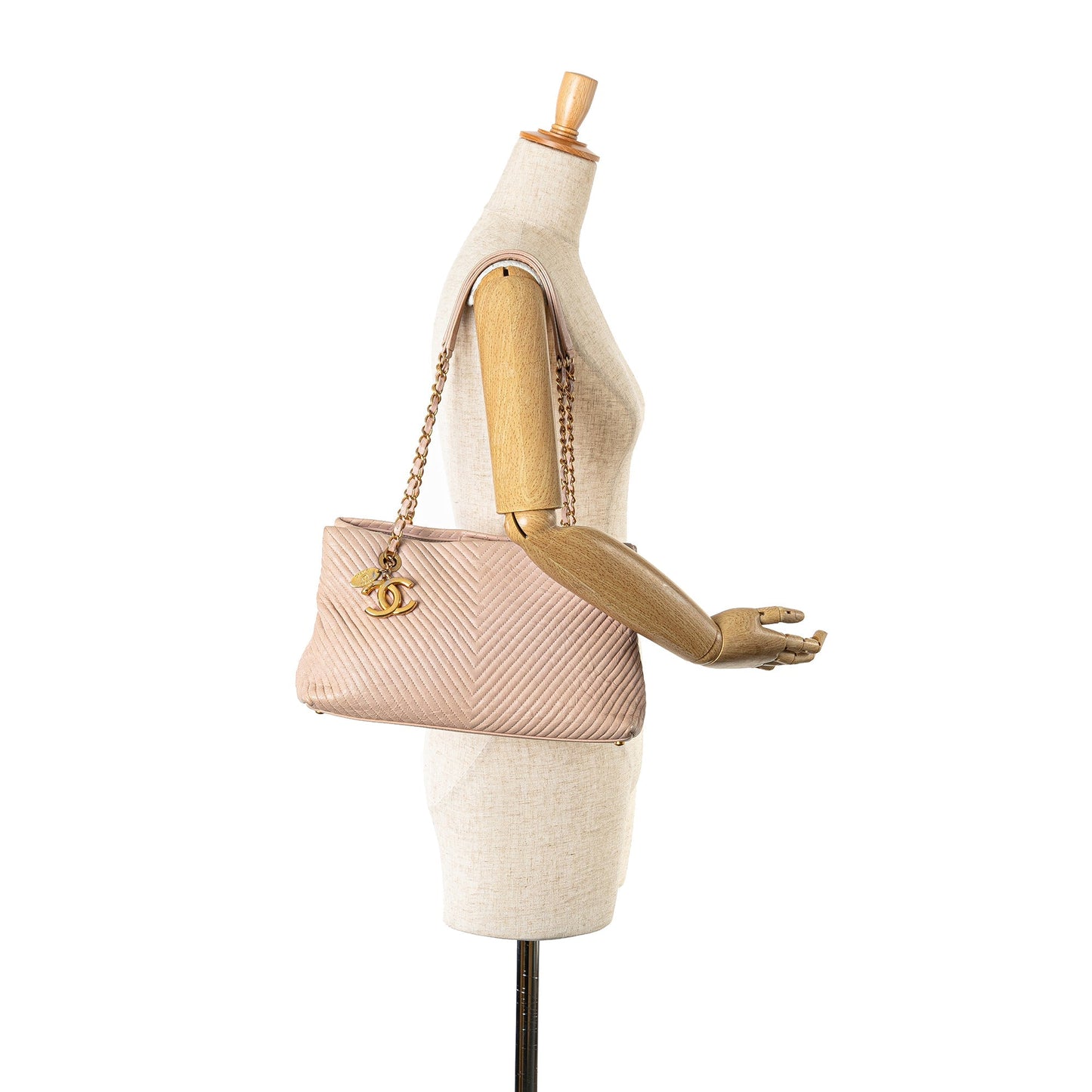 Pink Chanel Large Chevron Calfskin Surpique Tote