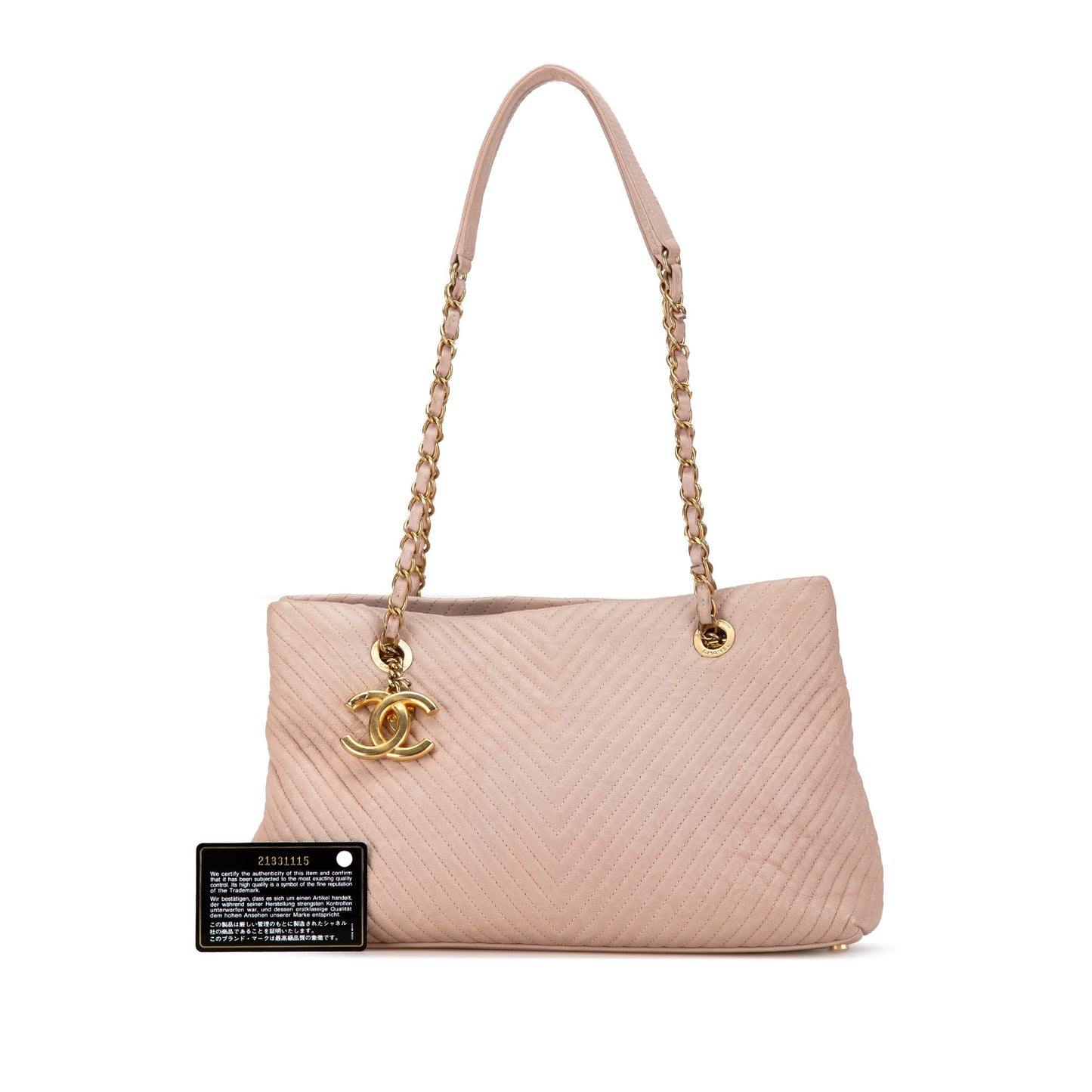 Pink Chanel Large Chevron Calfskin Surpique Tote