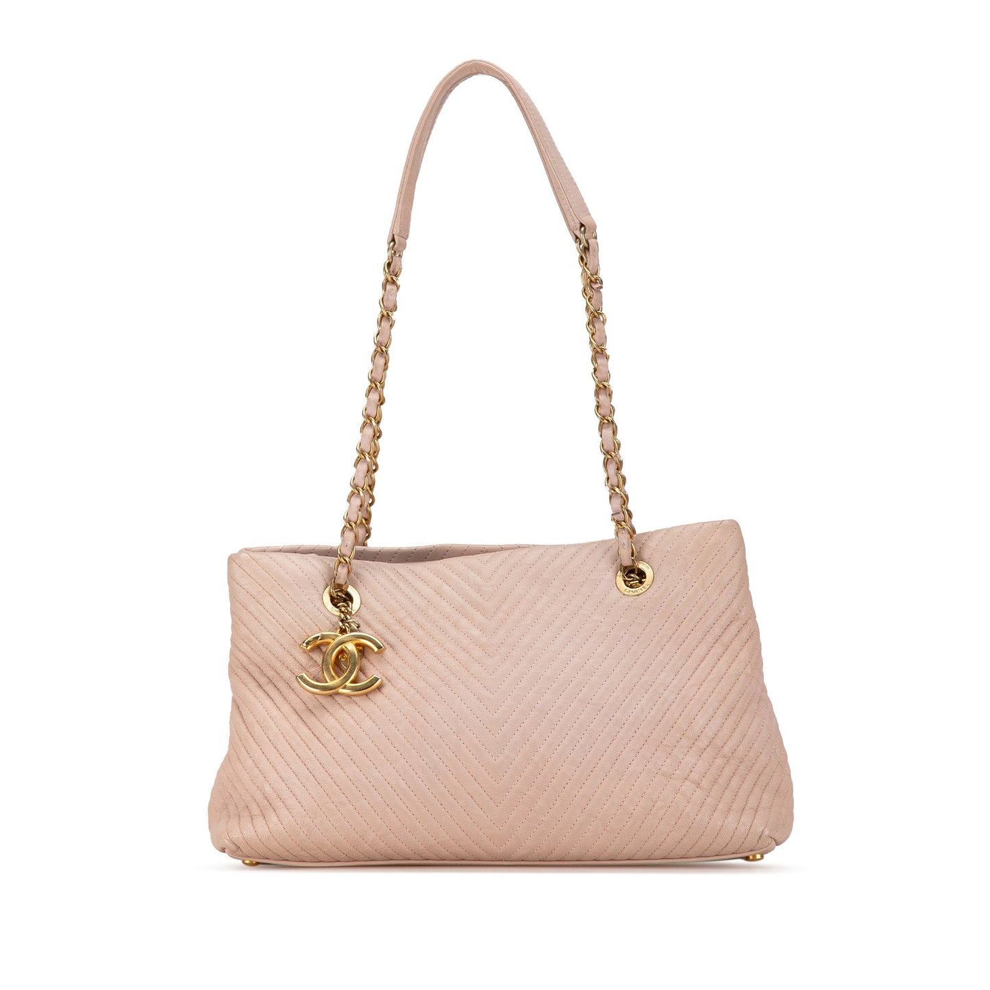 Pink Chanel Large Chevron Calfskin Surpique Tote