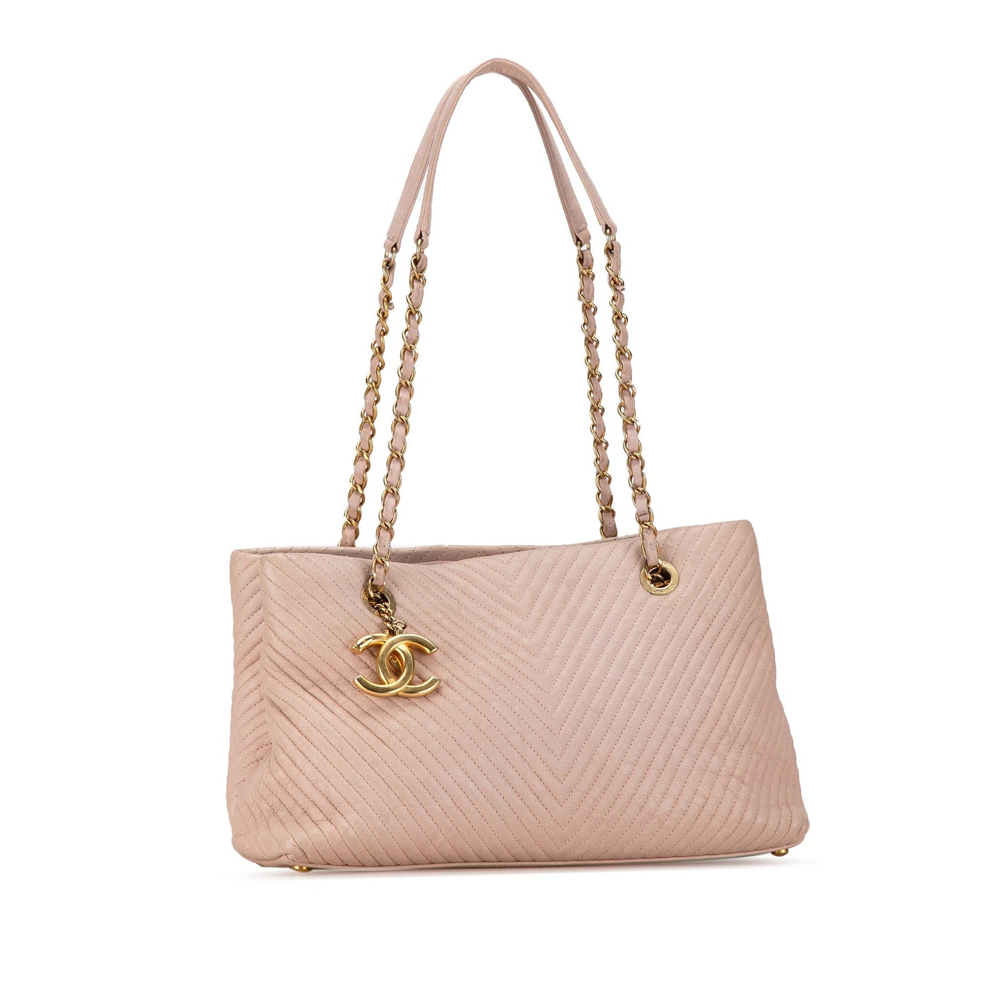 Pink Chanel Large Chevron Calfskin Surpique Tote
