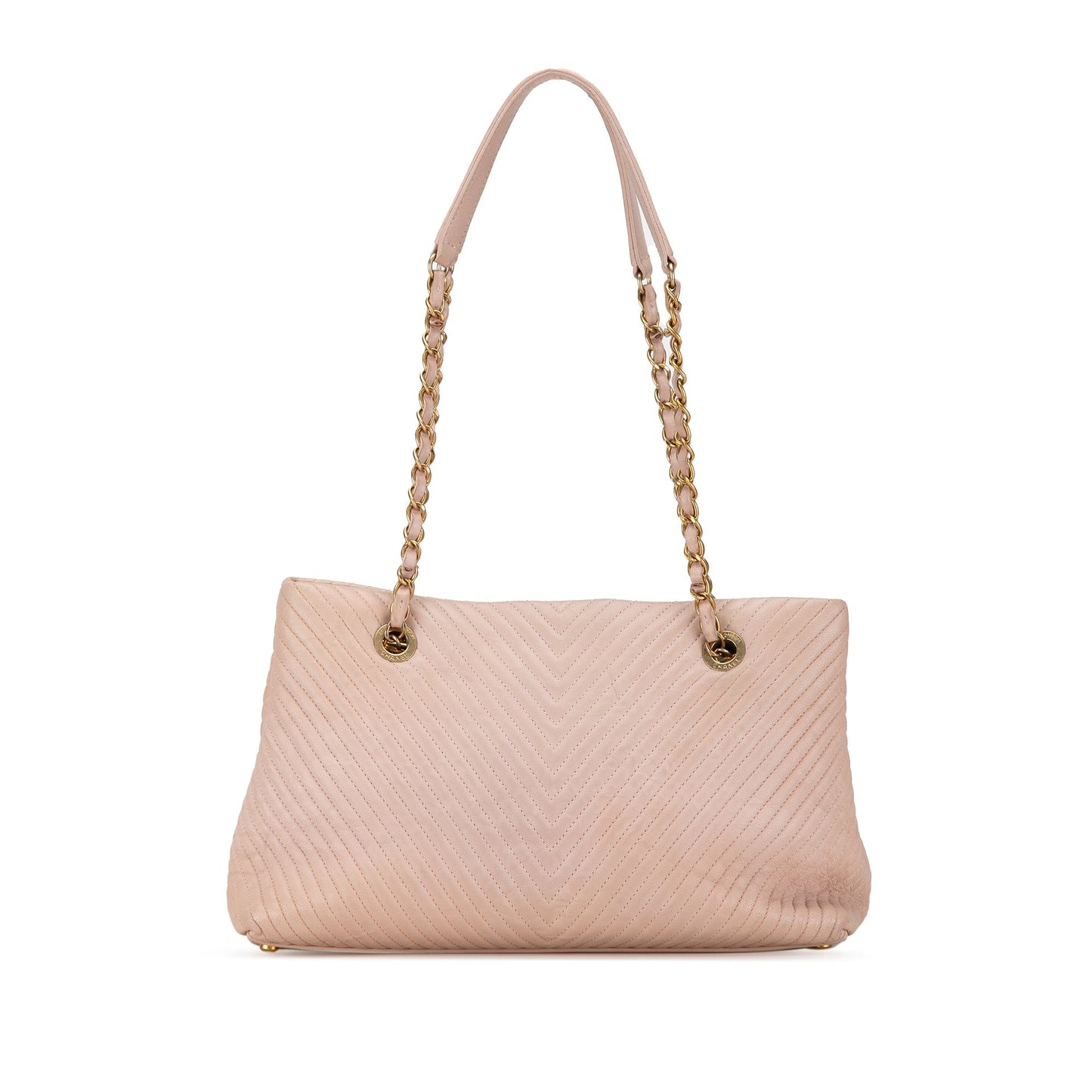 Pink Chanel Large Chevron Calfskin Surpique Tote