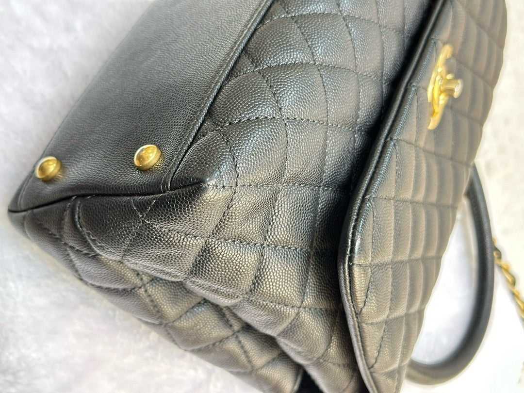 Chanel Medium Caviar Quilted Coco Handle Flap Black GHW