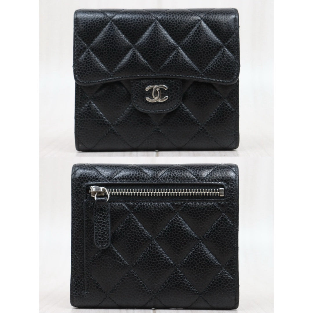 Very Good ( Rank A)｜Chanel Caviar Skin Black Wallet Made In 2018Year ｜S25071005
