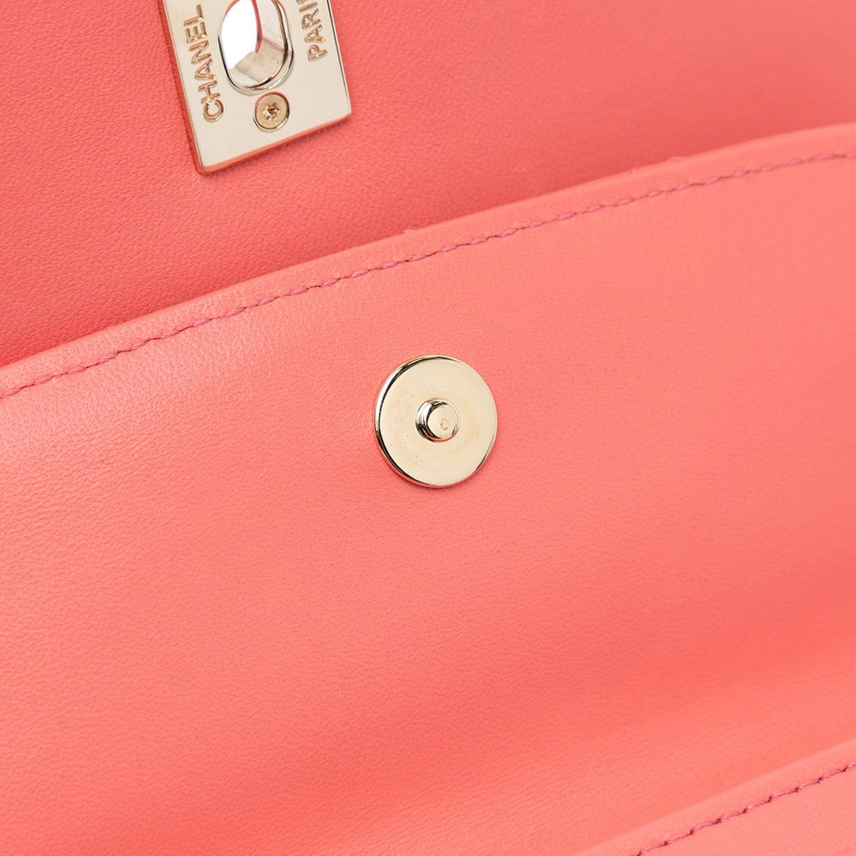 Pink Chanel CC Quilted Lambskin Handle Tied Flap Satchel