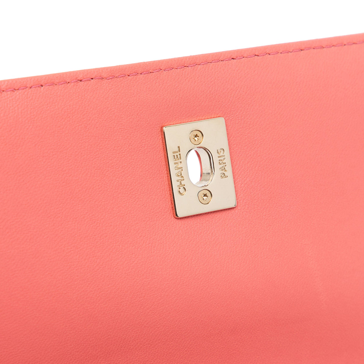 Pink Chanel CC Quilted Lambskin Handle Tied Flap Satchel