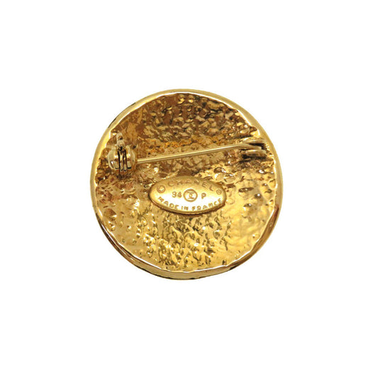 CHANEL Brooch metal gold COCO Mark vintage