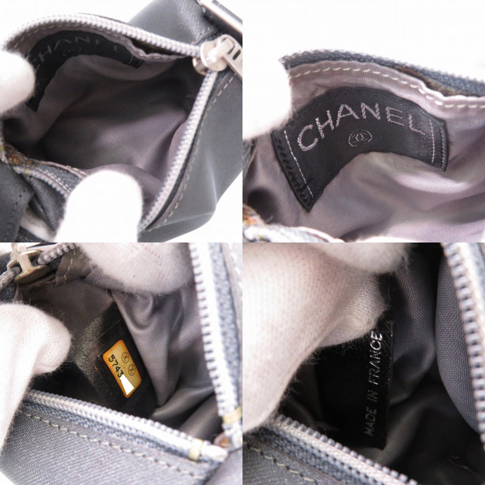 CHANEL Pouch Nylon gray vintage Nylon pouch