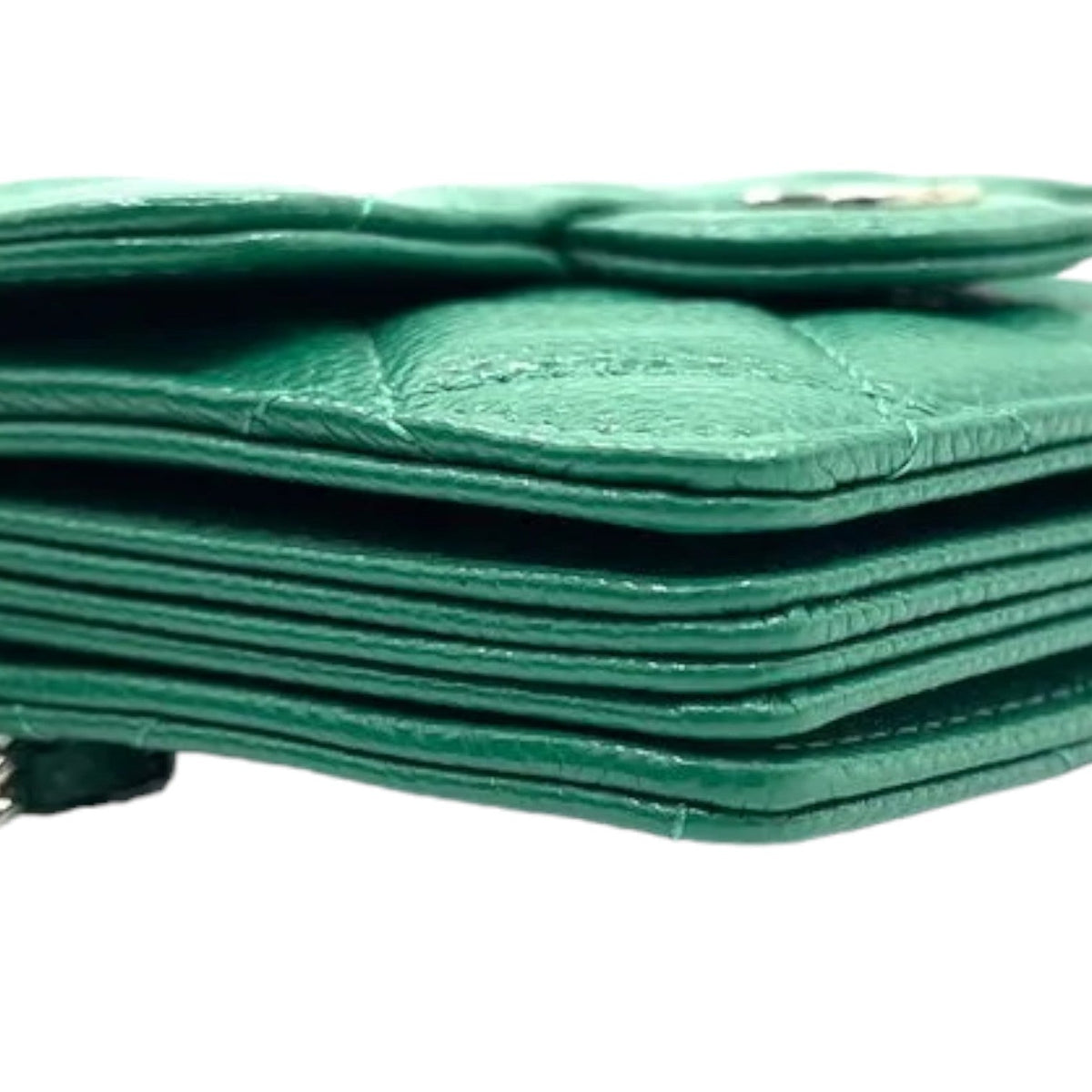 Flap  Holder On Chain Caviar Quilted Green SHW
