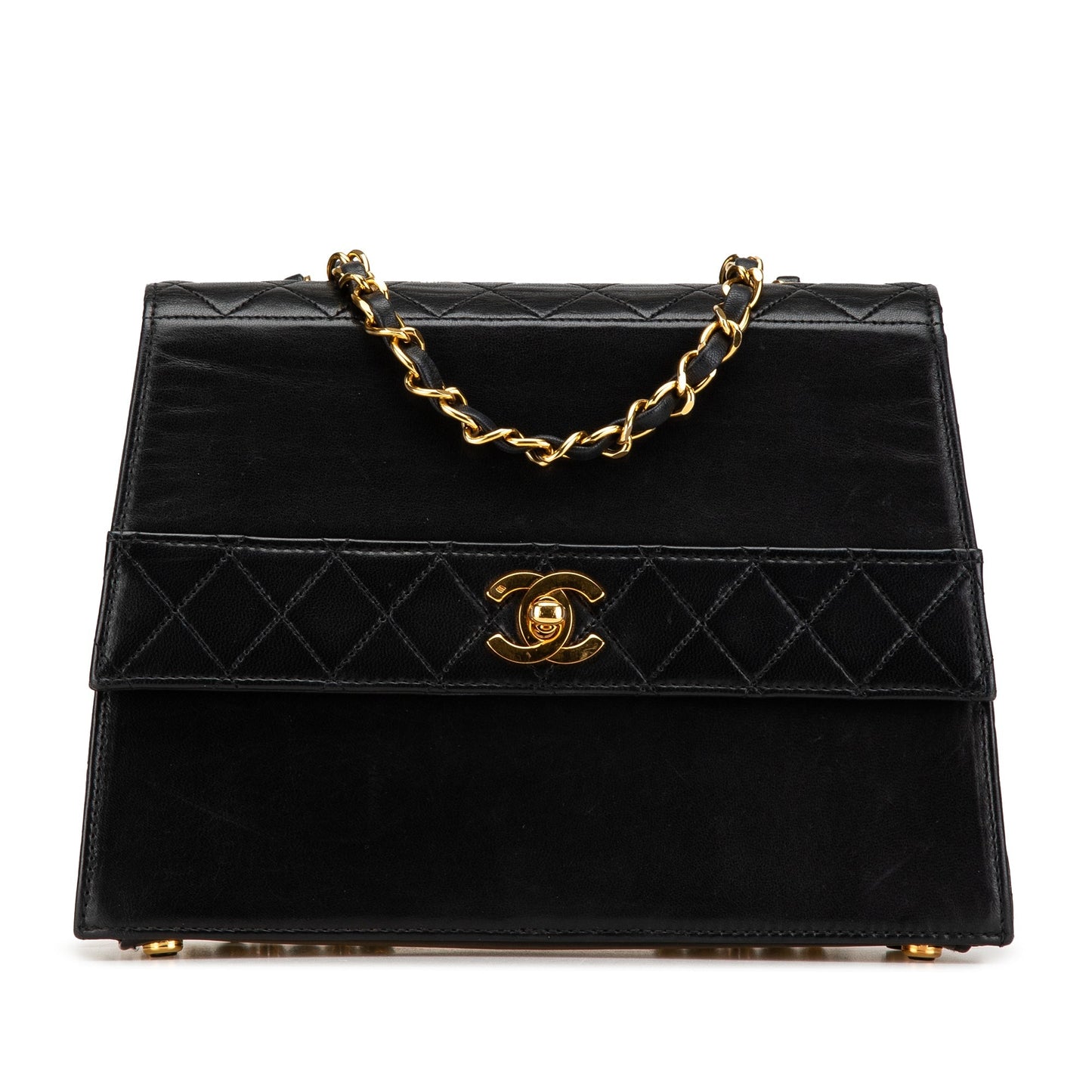 Black Chanel CC Lambskin Trapezoid Flap Crossbody Bag