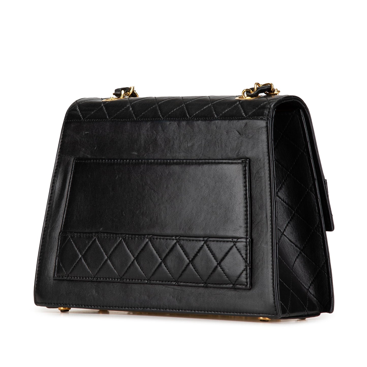 Black Chanel CC Lambskin Trapezoid Flap Crossbody Bag