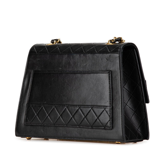 Black Chanel CC Lambskin Trapezoid Flap Crossbody Bag